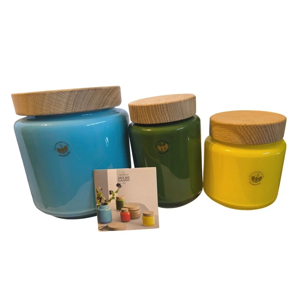 Holmegaard Palet Canisters Michael‎ Bang 1969 Vintage Danish Glass Set of 3